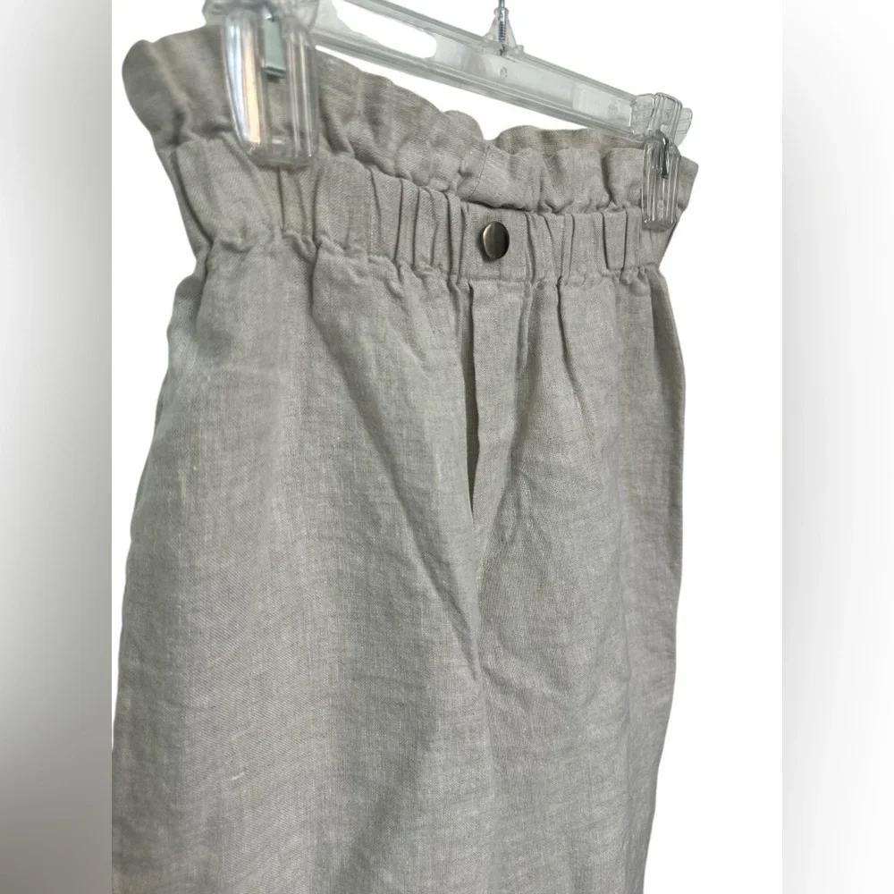 Reformation 100% Linen Pants Women’s Sz 0 Beige Elastic Waist Straight Leg NWOT